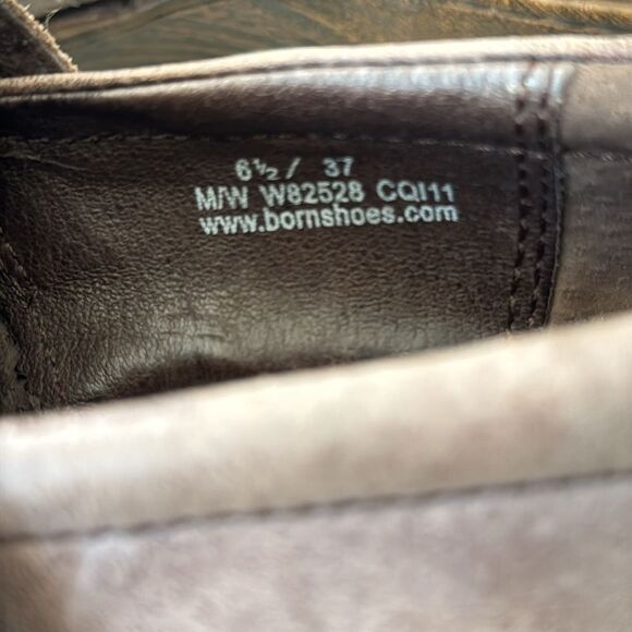 Born Haddon Taupe Leather Slip On Clog Casual Shoes Block Heel Platform Size 6.5 - Picture 10 of 12